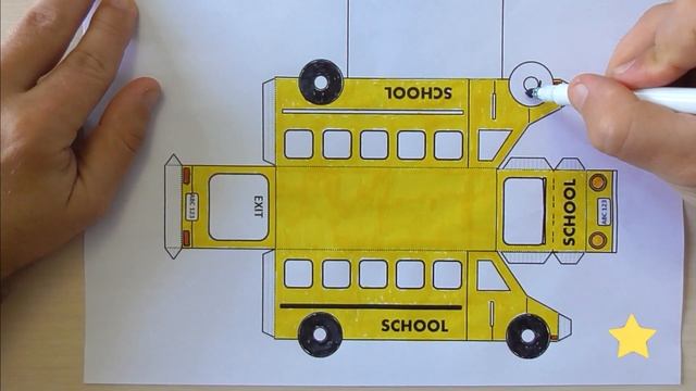 School bus 3D l coloring and assembling a paper bus смотреть онлайн
