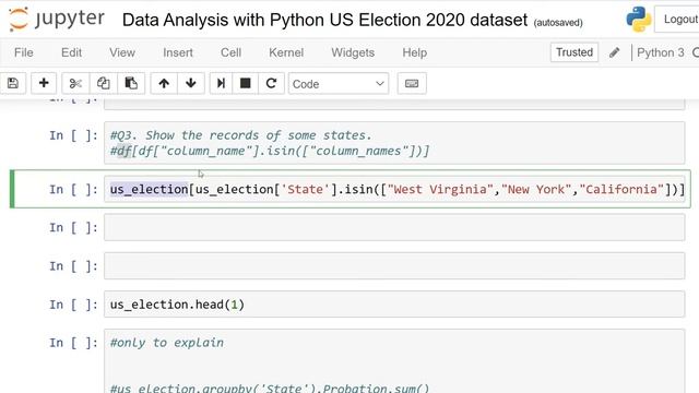 Data Analysis with Python using Pandas datasets US Election 2020 dataset,Urdu, Hindi