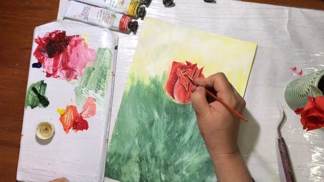 Нарисовать Алую РОЗУ в бутоне (подробно) смотреть онлайн