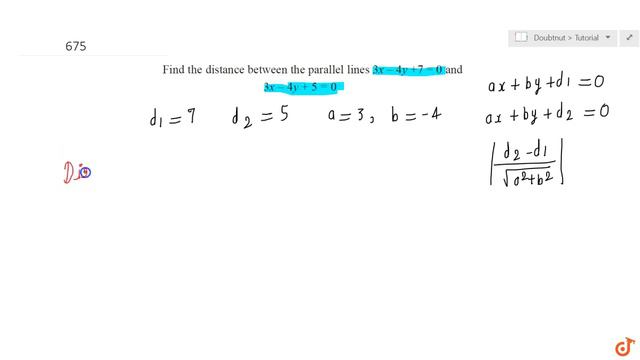 Find the distance between the parallel lines `3x 4y + 7 = 0` and`3x 4y + 5 = 0` .... смотреть онлайн