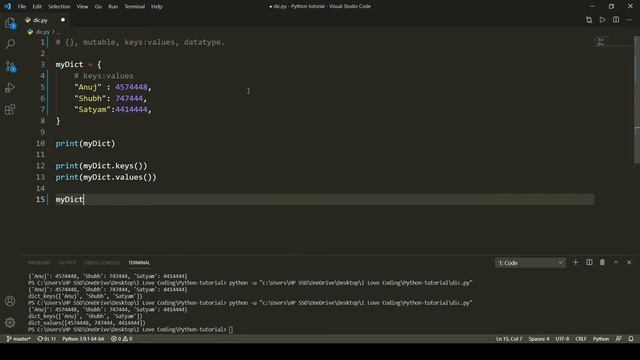 Python tutorial Dictionary #3 || I Love Coding ||