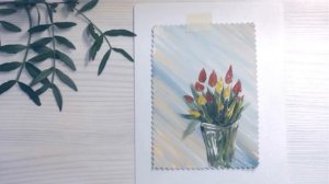 Как нарисовать тюльпаны в вазе акрилом или гуашью