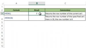 How to use ROW Formula in Excel