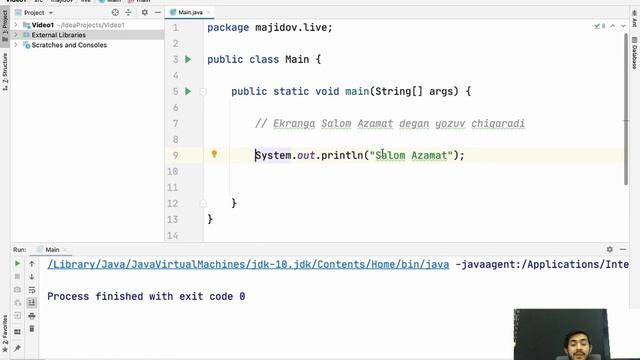 Java dasturlash tili. 1-dars: Hello World. Izohlar. O'zgaruvchilar. смотреть онлайн