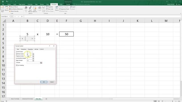Microsoft Excel: Scroll bar / slider bar tutorial смотреть онлайн