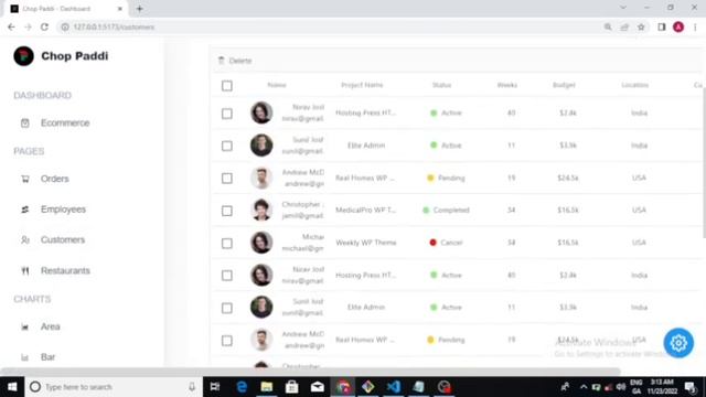 React.js Dashboard