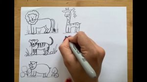 How to draw wild animals in easy steps for kids