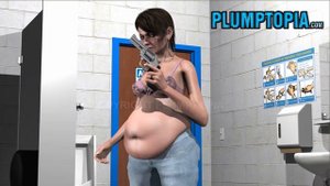 Huge fat belly play pregnant belly inflation animation bbw