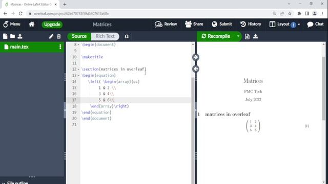 How to insert Matrices in Latex | Overleaf смотреть онлайн