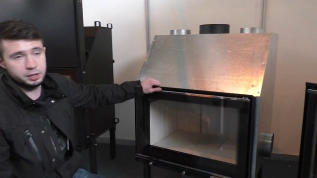 Каминная топка Жарко AIR 740 LUX с кожухом распредалительным смотреть онлайн