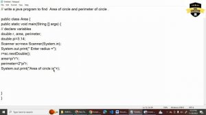 Write a Java program to print the area and perimeter of a circle || #trending #rabseducation #java