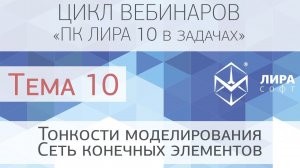 "ПК ЛИРА 10 в задачах". Тема 10 "Тонкости моделирования. Сеть конечных элементов"