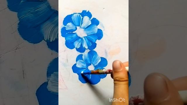 One stroke painting/How to draw flowers with acrylic colour for beginners #shorts #painting #drawin смотреть онлайн
