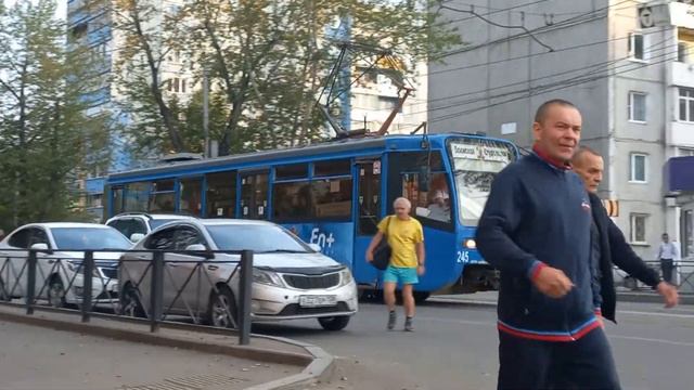 Трамвай 71-619А [КТМ-19А] Иркутск остановка 1-ая Советская смотреть онлайн