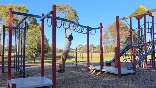 🐒 "Up, Down, and All Around: Monkey Bars Mastery at the Park!" 🏞️🔗