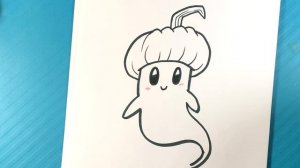 EASY How to Draw GHOST with PUMPKIN HAT - Halloween Art