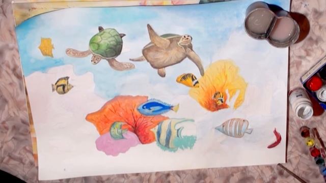 Как нарисовать подводный мир//HOW TO DRAW смотреть онлайн