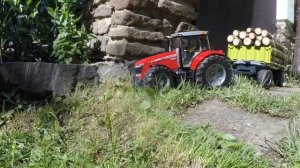 Bruder игрушки Massey Ferguson 7624 RC Трактор Прицеп для лесничества