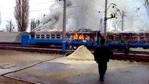 Пожар электрички в Харькове