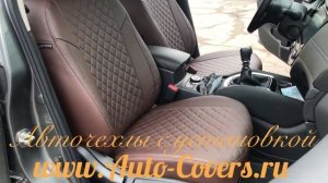 Чехлы на Ниссан Х Трейл Т32. Авточехлы из Экокожи Ромб, установка чехлов на сиденья автомобиля.