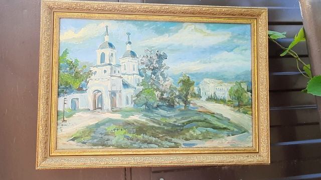 ""Голубая выставка Натальи Журавлёвой." Монастырское подворье, маслом на холсте, пленэрная живопись