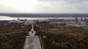 Волгоград. Мамаев курган. Аэросъемка 4к