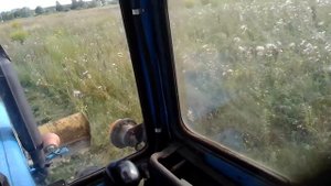 косилка КРР-2,4 по старой траве на неровном поле