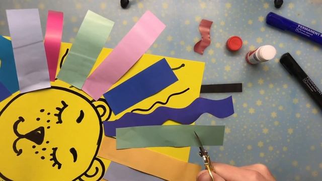 Аппликация лев из цветной бумаги. Как сделать львенка из бумаги. Урок для детей. Поделка для садика
