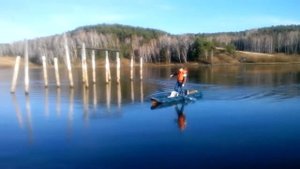Самодельный каяк из пенопласта   первое видео