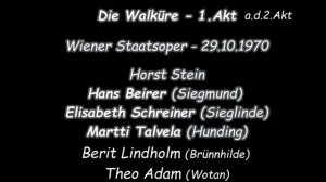 [RARE!] Die Walkure act1 and 2 excerpts(Beirer, Schreiner, Adam, Lindholm, Talvela)