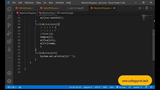 Wave sorting in an array | Java | Coding Sprint