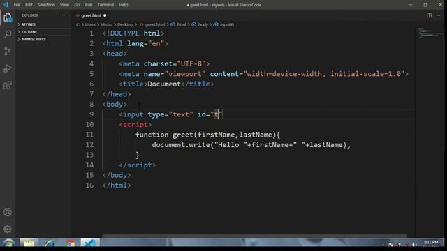html input as javascript function argument