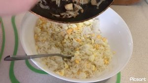 Блинчики с рисом и яйцом