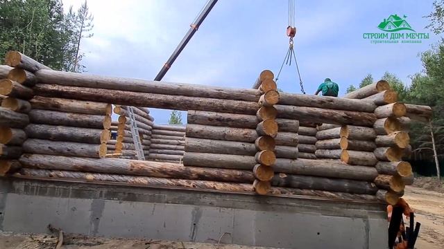 Баня 8х13,2 из kelo. Начали сборку сруба. СК Строим Дом Мечты. смотреть онлайн