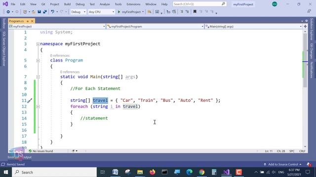 C# Foreach loop example with source code - Free C# course - C# CSE Projects for resume | Harisystem