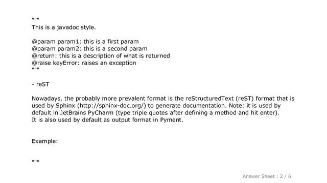 PYTHON : What is the standard Python docstring format? смотреть онлайн