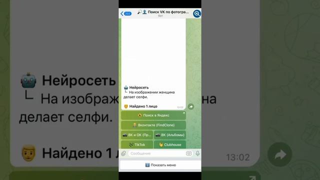 Как найти страницу ВКонтакте с помощью Telegram-бота