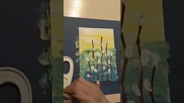 Занятие 2. Тема: «Верба. Гуашь. Техника «монотипия», «набрызг»