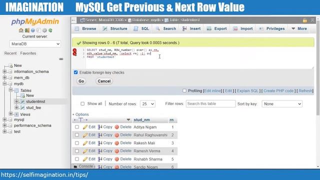 MySQL How to Get Previous & Next Row Value