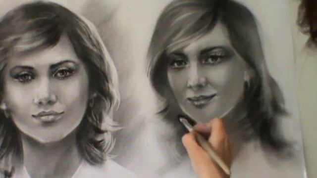 Школа рисования портрета Урок портрета 5 урок(2). Нарисовать портрет Техника рисования СУХАЯ КИСТЬ