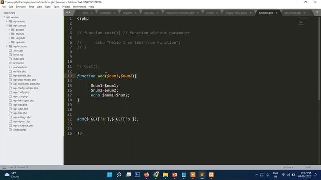 12 .PHP Functions  Tutorial | PHP 8 Tutorial for beginners - Tutorial Rays
