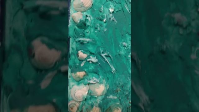 Картины: Картина с ракушками в синей деревянной рамке Купить яркую картину акрилом в бирюзовых тона смотреть онлайн