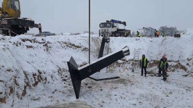 Монтаж фундаментов Ф3-А под опоры У35-2+5 смотреть онлайн