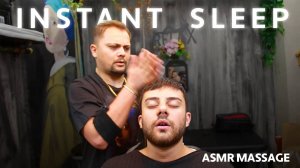 INSTANT SLEEP ｜ ASMR SLEEP MASSAGE IN A Real BARBER SHOP (asmr head massage)_