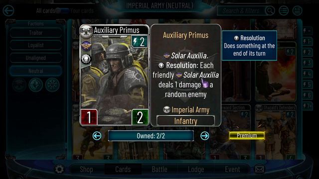 Horus Heresy Legions: обзор карт Imperial Army, часть 01