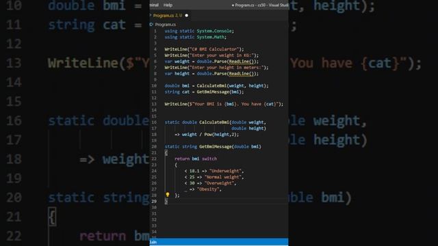 BMI Calculator in C#