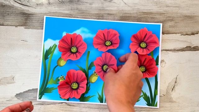 Детская поделка маки мастер класс с шаблонами для распечатки, летняя аппликация в садик, у школу