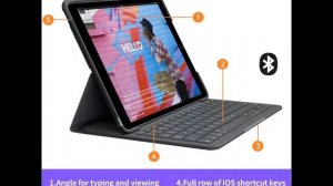 Logitech Slim Folio Integrated Keyboard Case with Bluetooth for iPad 7th Generation-10.2" Inch