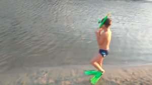 Детский набор для плавания ЛАСТЫ ТРУБКА МАСКА Испытание на воде