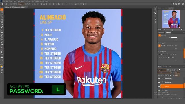 Barcelona Line Up Design  FREE PSD ?  Photoshop Tutorial
